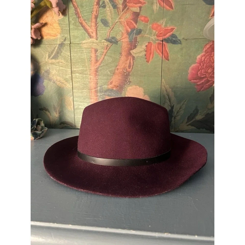 Rag & Bone Women's Fedora Hat Eggplant Purple Wool Size S
